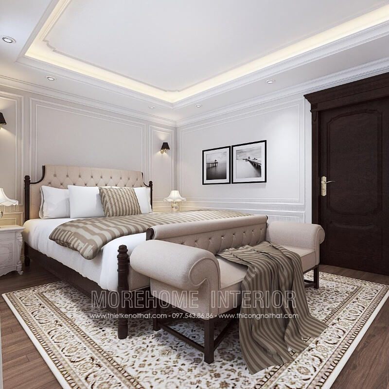 Mẫu giường ngủ gỗ tự nhiên nhập khẩu cao cấp, kết hợp với các món đồ nội thất xung quanh, tạo nên vẻ đẹp ấn tượng khác biệt